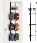 SWTYMIKI Over Door Hat Organizer - Wall Mounted Hat Rack with 6 Hooks and Metal Basket Design, Hanging Baseball Cap Organizer