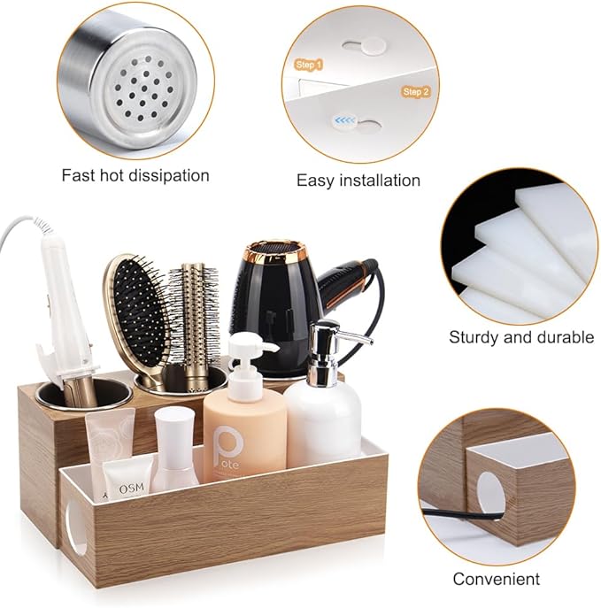 GFWARE Hair Tool Organizer - Bathroom Vanity Organizers and Storage, Hair Styling Accessories Hot Tools Organizer Hair Dryer,