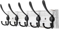 Kuhome Coat Rack Wall Mount Wooden Hat Rack for Wall Hooks Pine Real Wood Plank 16.9" White Coat Hanger with 5 Black Triple H