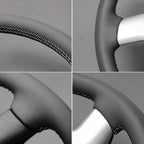 MEWANT Hand Stitch Steering Wheel Cover for Chevy Silverado 1500 2500 Suburban Black Real Leather Steering Wheel Wrap