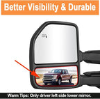 Senzeal Driver Side Heated Lower Mirror Glass Replacement for Ford F150 Truck 2015-2020 Ford F250 F350 Super Duty F450 F550 Truck 2017-2022 Towing Mirror FL3Z17K707V (Left Side)