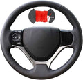 Microfiber Leather Car Steering Wheel Cover Anti-Slip Stitch Wheel Wrap Fit for Honda Civic Civic 9 2012 2013 2014 2015,Red