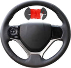 Microfiber Leather Car Steering Wheel Cover Anti-Slip Stitch Wheel Wrap Fit for Honda Civic Civic 9 2012 2013 2014 2015,Red