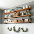 Industrial Pipe Wall Wood Shelves,Real Wooden Shelves 48" in Special Brown Color with 1.2" Extra Thickness, Modern Floating S