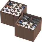 SpaceAid Shoe Organizer for Closet, 2 Pack Foldable Shoe Storage Containers Baskets Boxes Bins w/Adjustable Dividers, Fits 16