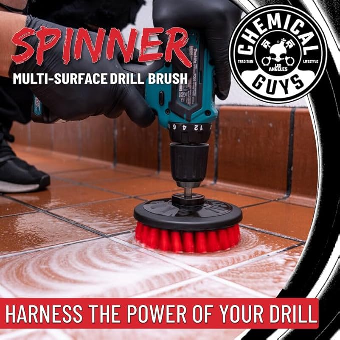 Chemical Guys ACC508 Heavy Duty Spinner Multi-Surface Drill Brush Attachment (Fits Any Standard Drill - Power Scrubber Remove