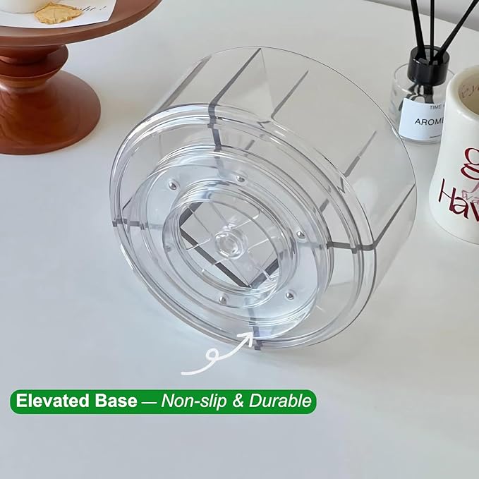 Taiuloo 360 Rotating Makeup Organizer, Lazy Susan Cosmetics Storage Turntable, Round Spinning Brush & Pen Holder, Clear Acryl