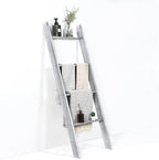 Tangkula 4-Tier Wooden Blanket Ladder, 4.5 ft Farmhouse Storage Rack, Wall Leaning Ladder Shelf Stand, Decorative Blanket She