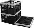 Kekow 28 L Black Plastic Collapsible Storage Basket, 3-Pack Folding Crates Storage