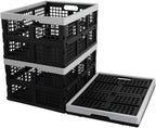 Kekow 28 L Black Plastic Collapsible Storage Basket, 3-Pack Folding Crates Storage