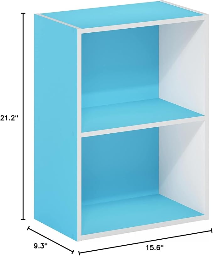 Furinno Luder Bookcase/Book/Storage, 2-Tier, Light Blue/White (Pack of 4)