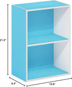 Furinno Luder Bookcase/Book/Storage, 2-Tier, Light Blue/White (Pack of 4)
