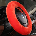 Plush Fuzzy Wool Sheepskin Car Steering Wheel Cover for Girls Women, Protector Universal Car Auto Steering Wheel 14 1/2-15 1/