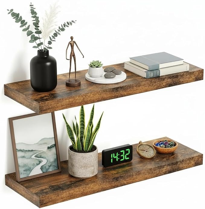 Vivelove Floating Shelves for Wall, 24 inch Wall Shelves for Bathroom Bedroom, Living Room, Kitchen, Office, Rustic Farmhouse