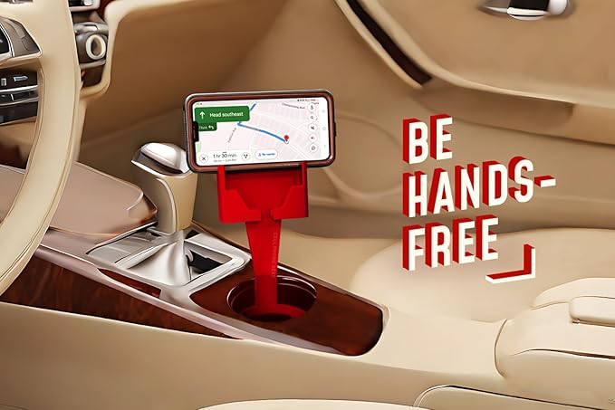 Cup Holder Phone Holder Mount for Car - Universal Adjustable Expander Cradle Hands-Free Driving - Compatible with All Smartphones Car Mount for iPhone Samsung Google Android Mobile Accessories Red