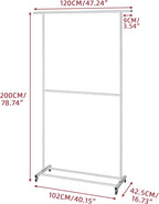 Sywhitta Double Rod Clothing Garment Rack, Rolling Clothes Organizer on Wheels for Hanging Clothes, Easy to Assemble, Adjusta
