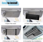 Suede Car Sun Visor Organizer with Multi-Pocket Net Zipper, Glasses Case, Sunglass Holder (Grey)
