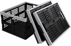 Kekow 28 L Black Plastic Collapsible Storage Basket, 3-Pack Folding Crates Storage