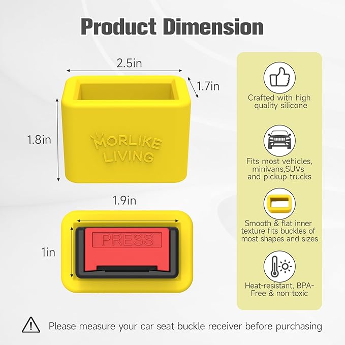 Morlike Silicone Belt Buckle Seatbelt Holder (Yellow)