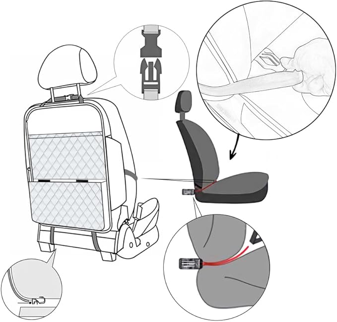 Seat Back Protector + Large Capacity Pocket Storage Organizer,Preventing the Impact of Children Stepping on the Seat Backrest (Blue)