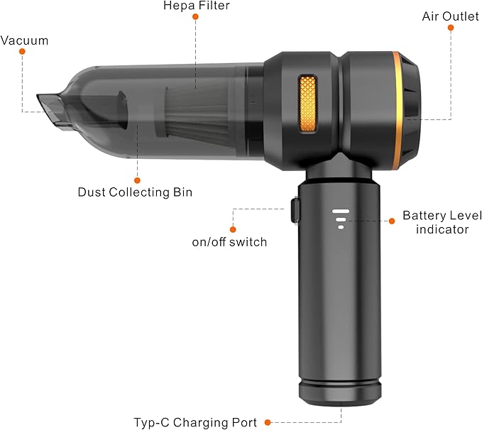 Handheld Cordless Vacuum,Car Vacuum Cleaner,4-in-1 22000PA High Power Portable Rechargeable Vacuum Cleaner with Brushless Mot