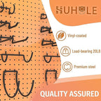 HUHOLE 10-Pack Heavy Duty Pegboard Hooks for Power Tools & Garage Organization, Vinyl-Coated Steel Drill Holders & Utility Ha