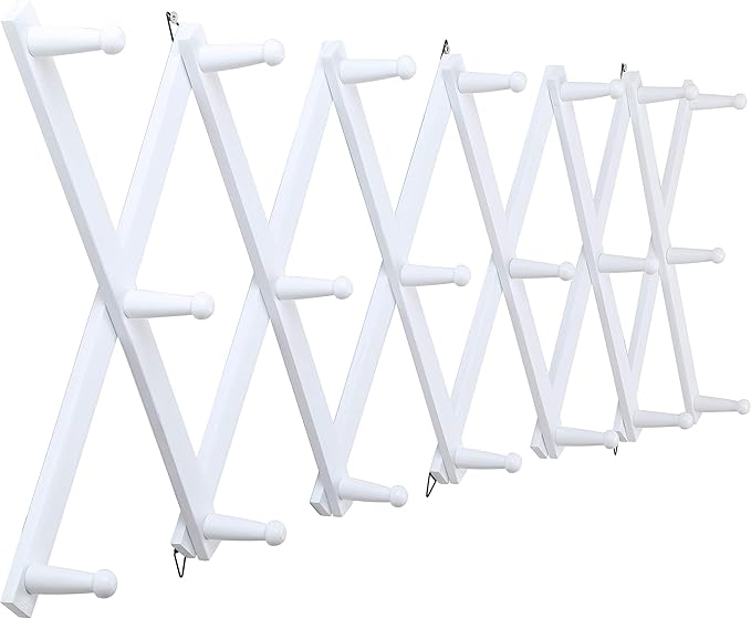WEBI Accordion Wall Hanger,Wooden Expandable Coat Rack Wall Mounted,Accordion Hat Rack for Wall,Accordion Hook Rack for Hats,