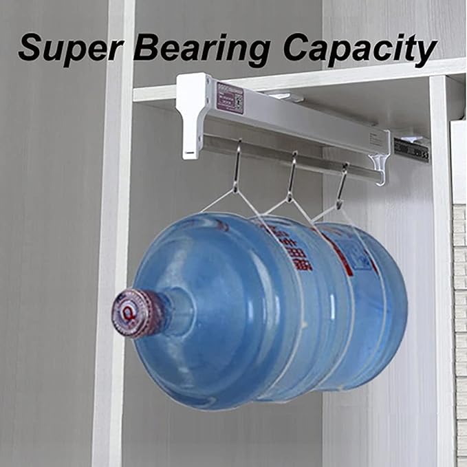 Extendable Pull Out Closet Rod - Wardrobe Pull-Out Trousers Rack, Adjustable 30-80Cm Wardrobe Rail Clothes Rack, With 2 Slidi