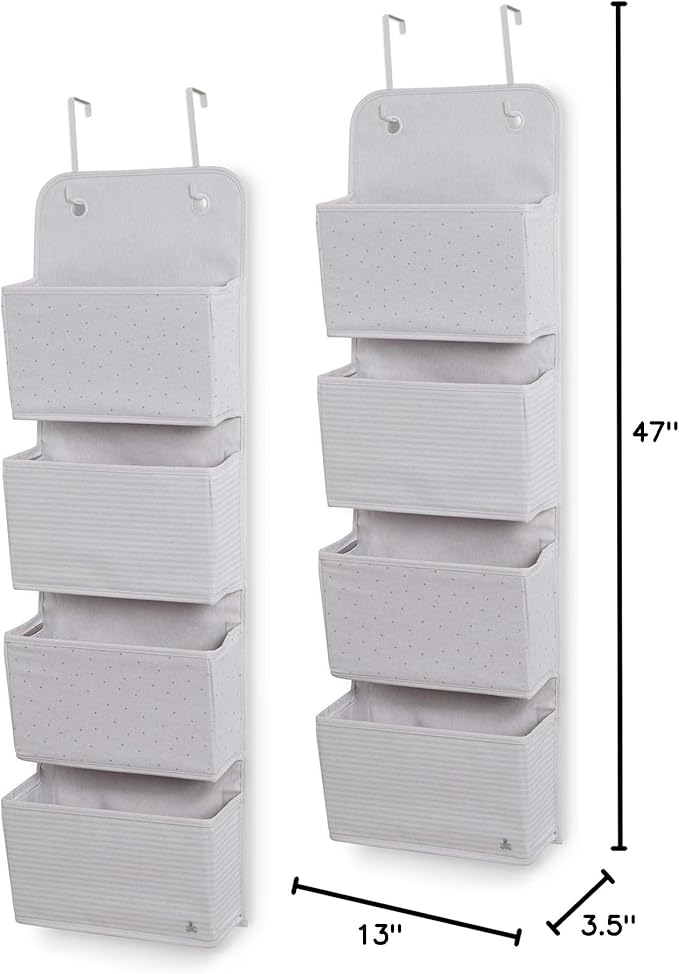 Delta Children GAP babyGap 2-Pack Over the Door Storage Organizer with 4 Pockets, Grey
