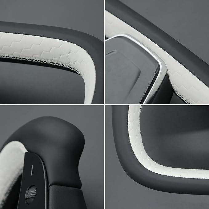MEWANT Hand Stitched Tesla Model S Yoke Steering Wheel Cover Wrap for Tesla Model S 2021-2023 / Model X 2021-2023 Tesla Yoke Steering Wheel Accessories(3D Style)