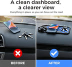 Multifunctional Car Anti-Slip Dashboard Mat with 360° Rotating Phone Holder & Hidden Parking Number Plate, Universal Anti Sli