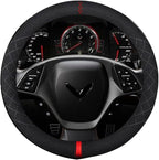 Suede Steering Wheel Cover,Compatible with Cadillac 2017 Corvette SuedeLeather Sport Non-Slip Wheel Cover Car Interior Accessories 15 inch for Man and Women
