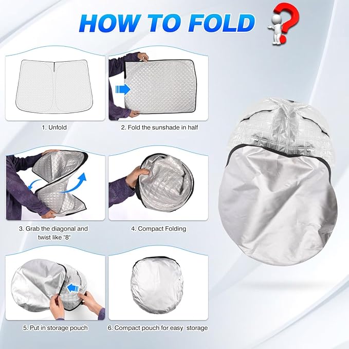 Windshield Sun Shade for 2022-2025 2026 Chevrolet/Chevy Bolt EUV Accessories (NOT for Bolt EV) Thicken 6-Layer Front Window Sunshade Cover Sun Visor Protector Foldable Block UV Rays