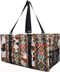 NGIL Extra Large Utility Tote Reusable Grocery Organizing Bag Oversized Collapsible for Storage, Picnic,Car, Beach (Tribal-black)