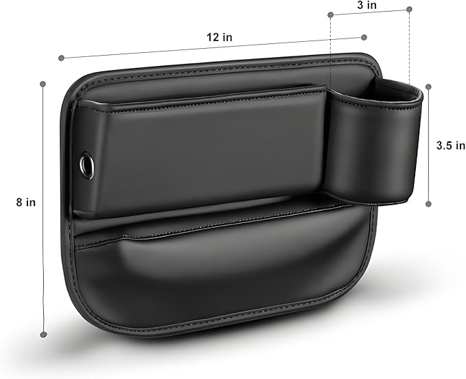Car Seat Gap Filler Organizer, Universal Premium Leather Seat Organizer with Cup Holder, Seat Gap Storage Box with Bottle Holder, Car Gap Bag Front Center Console Seat (Driver+Passenger 2 Pack)