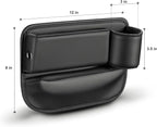 Car Seat Gap Filler Organizer, Universal Premium Leather Seat Organizer with Cup Holder, Seat Gap Storage Box with Bottle Holder, Car Gap Bag Front Center Console Seat (Driver+Passenger 2 Pack)