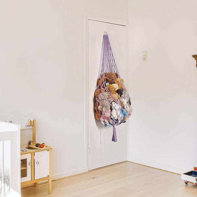 Amdermi Upgrade Stuffed Animal Hammock Corner or Wall Hanging Net for Stuffy Animal Storage Macrame Toy Display Over Door Toy