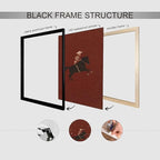 Retro Western Black Framed Wall Art Skeleton Cowboy Poster Vintage Bucking Bronco Prints Quirky Western Horse Rider Painting 