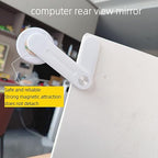 Premium Adjustable Computer Monitor Rear View Mirror，Desk Blindspot Office Cubicle to See Behind You，Stick-on Convex Mirror with Bracket for Personal Safety or Privacy Decor Accessories ( White )
