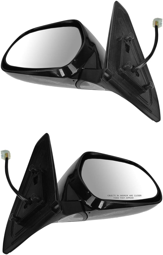 TRQ 2 Piece Driver and Passenger Side Mirror Assembly Set Electric Adjustment Heated Memory Black Compatible with 2003-2009 L