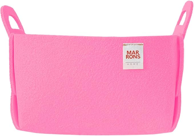 Collapsible Felt Pink Storage Bin Small 7.1"x5.1"x5.1" – Foldable Basket with Handles for Closet, Toy Storage, Laundry Room O