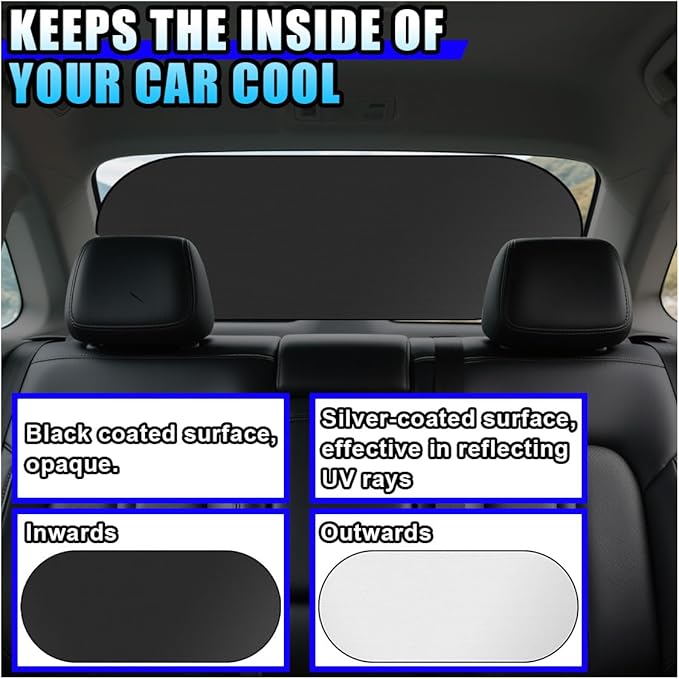 6PCS Reflective Car Windshield Sunshade, Foldable Side Window Sun Shade with Storage Bag for Front & Rear Windshields, Privacy Protection Cover Block UV Rays, Keep Cool for Most Cars