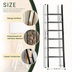 Decorative Wooden Blanket Ladder for the Living Room and Bedroom, 5ft 8 inch, Pine Wood Quilt Ladder, 6-Tier Wall Leaning Bla