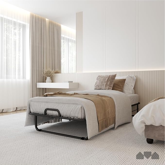 Milliard Deluxe Diplomat Folding Bed with Mattress for Adults, Twin Size, Portable Foldable Bed with Luxurious Memory Foam Ma
