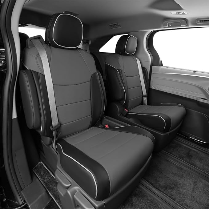 EKR Sienna Seat Covers for 2021 2022 2023 2024 2025 2026 Toyota Sienna LE, XLE,8 Seats,2nd Row 4/2/4 Split,Waterproof Seat Co