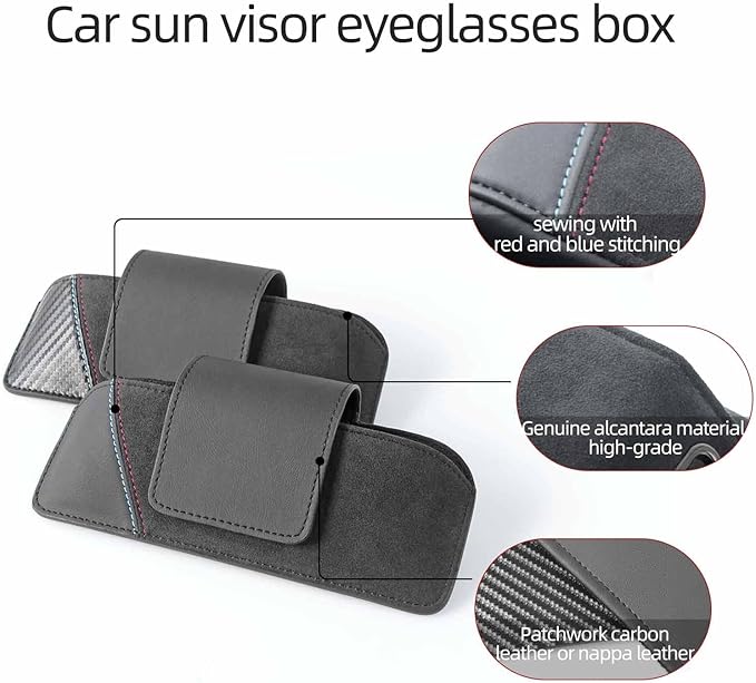 Betterhumz Sunglasses Organizer Box Car Sun Visor Compatible with BMW F20 F22 F23 F30 F34 F32 118i M235i M135i 114d 218i M240i Eyeglasses Holder Storage Case for Alcantara Accessories (carbon leather)