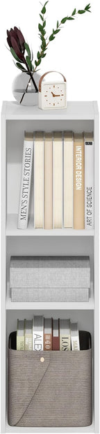 Furinno Fulda Book Shelf, 3-Tier Narrow Bookshelf, Bookcase with 10-in Width Storage Shelf, 9.3 x 9.8 x 31.5, for Living Room