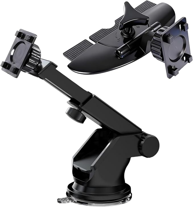 Carplay Screen Mount(2Pcs), Car CD Slot Mount and Suction Cup Mount, for (5"-12") Backup Camera Android Auto Screen Phone Holder with Universal 17mm Ball Adapte Windshield Dashboard Bracket