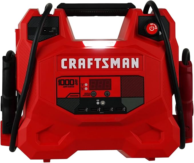 CRAFTSMAN 1000A Car Battery Jump Starter and Portable Power Station, 3-in-1 Solution, 12V DC and 2.4A USB Charging, for 12V