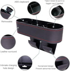 Car Cup Holder Seat Gap Organizer, Multifunctional Cup Drink Holders with PU Leather Cover,Side Insert Center Console Gap Filler Storage Box for Mug Bottle CellPhones Keys Coffee Coasters Cards